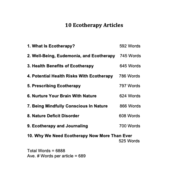 Ecotherapy Article Titles